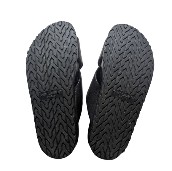 Saint Laurent Black Jimmy Slide Criss Cross Leather Sandals Size EU 38 - Picture 9 of 10